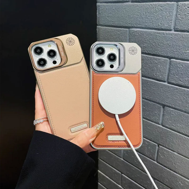 Ultra-thin frameless leather phone case - with stand and magnetic function