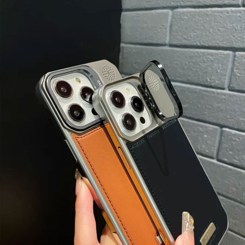 Ultra-thin frameless leather phone case - with stand and magnetic function