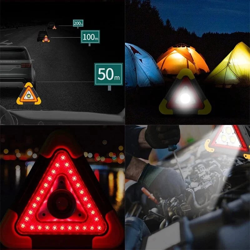 3-IN-1 Solar Emergency Triangle Warning Light